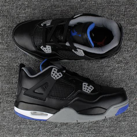 Nike Air Jordan Iv 4 Retro Black Cement Grey Blue Men Shoes Febbuy