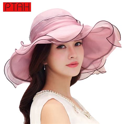 Ptah Femmes Large Brim Disquette Solaire Chapeau D T Organza