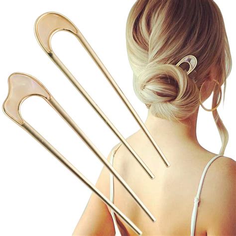 Vintage U-Shaped Hair Pins 2PCS - Style 1 C.Gold Color | French Hair ...