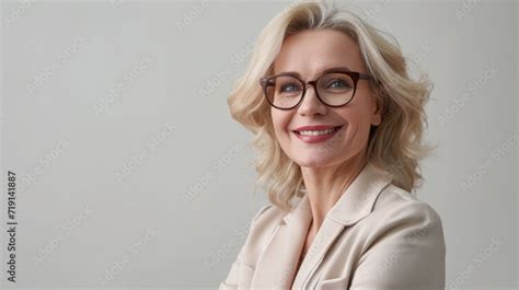 Stylish Confident Adult 50 Years Old Female Psychologist Standing Arms