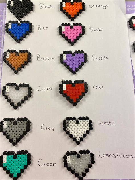 Heart Keychain Perler Bead Keyring Fridge Magnet Hama Etsy