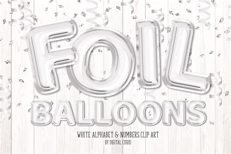 White Foil Balloon Alphabet Clip Art Digital Instant Etsy