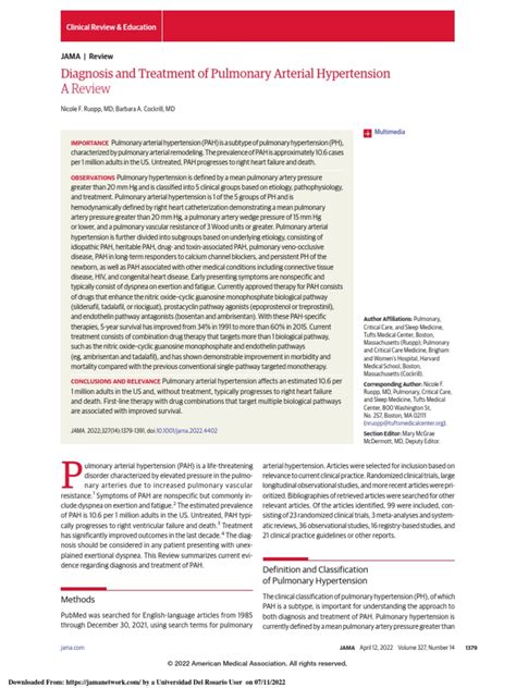 Diagnosis and Treatment of Pulmonary Arterial Hypertension A Review ...