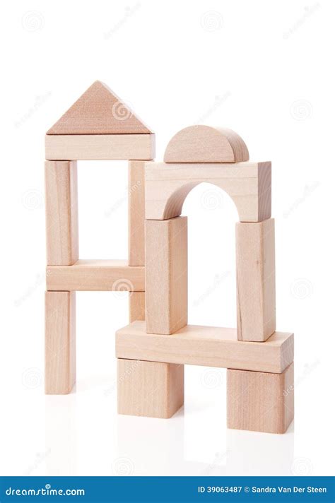 House Made Out Of Wooden Building Blocks Stock Image Image Of