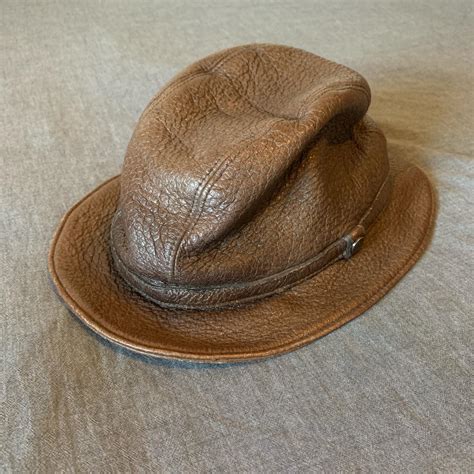 Vintage Leather Giorgio Armani Fedora Great Condition Depop