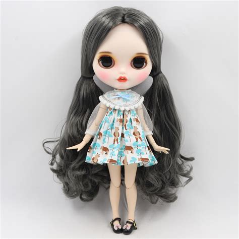 Neo Blythe Doll With Black Hair White Skin Matte Smiling Face And Custom Jointed Body This Is