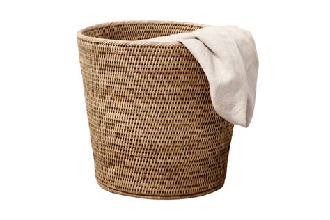 Beige Basket And White Blanket Isolated On A Transparent Background