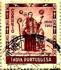 My Portuguese India Stamps : 1951, 300th Birthday of Father José Vaz PORTUGUESE INDIA, 2 Tanga