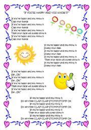 If you´re happy and you know it - ESL worksheet by milena1206