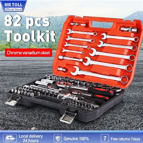 82 Pcs Tools Socket Wrench Set Car Torque Tool Box Motorcycle Auto