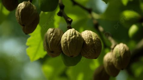 Background Beberapa Kacang Tergantung Dari Pohon Almond Kenari