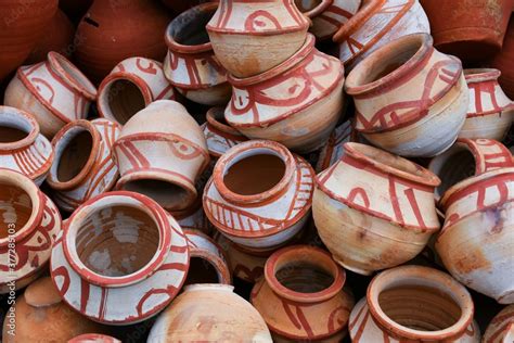 Collection of clay pots made from mud also known as Matka. Clay pots ...