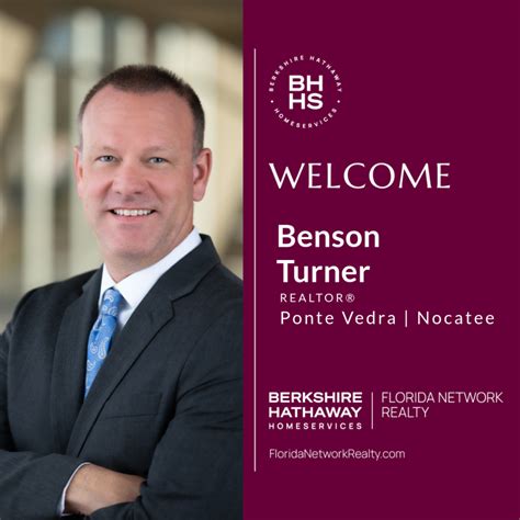 BERKSHIRE HATHAWAY HOMESERVICES FLORIDA NETWORK REALTY Welcomes Benson