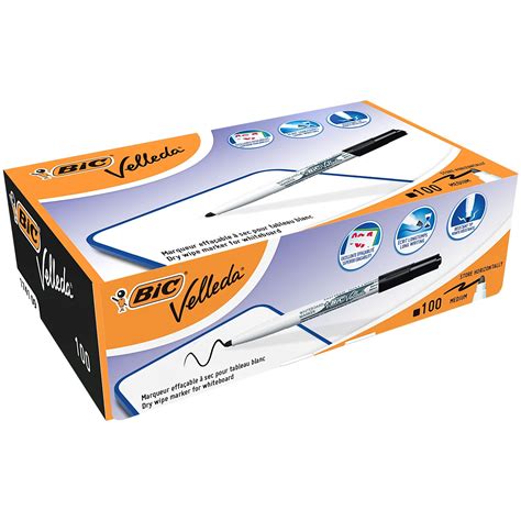 G Bic Velleda Dry Wipe Markers Black Pack Of Gls