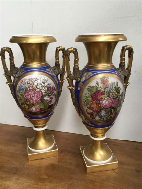 Proantic Paire D Importants Vases En Porcelaine Poque Empire