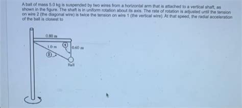 Solved A Ball Of Mass Kg Is Suspended By Two Wires From Chegg