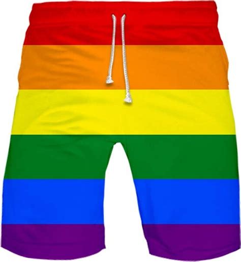 Urvip Men Rainbow Lgbt Pride Swim Trunks 3d Printed Surfing Beach Board