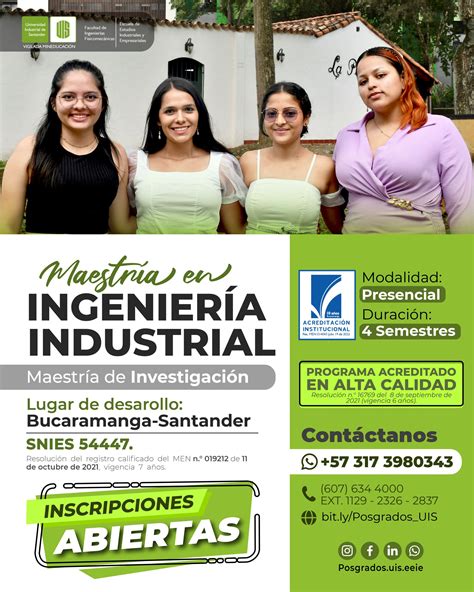 Inscripciones Abiertas Maestr A En Ingenier A Industrial