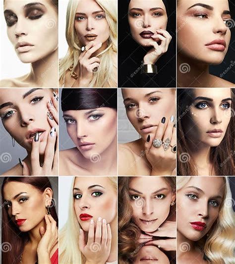 Beauty Collagefaces Of Womenmakeup Girls Stock Photo Image Of