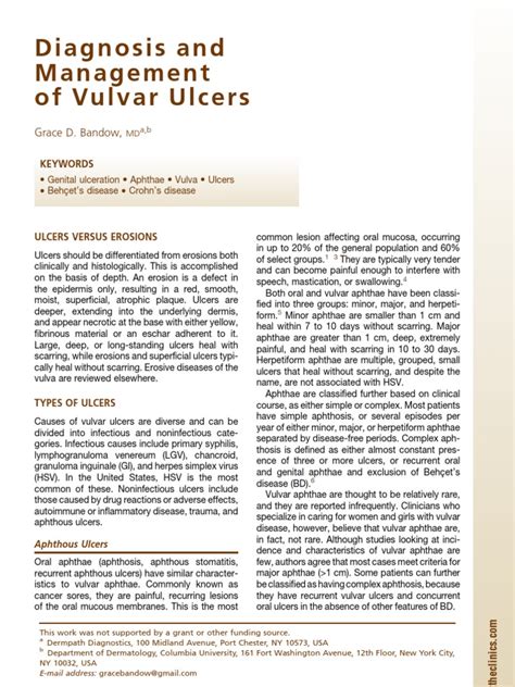 Diagnosis And Management Of Vulvar Ulcers Docshare Tips