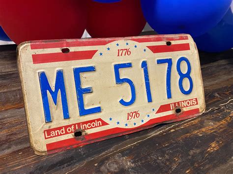 Vintage License Plate Red White & Blue Decor - Etsy