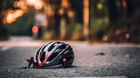 Premium AI Image | A safety helmet bike cycle crash by accident