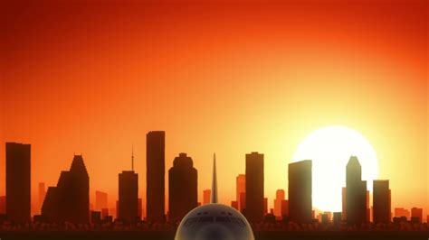 Houston Skyline Sunrise Take Off, Motion Graphics | VideoHive