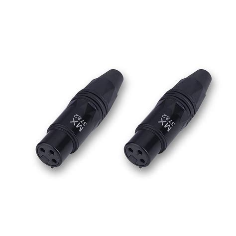 MX 3 Pin Mic Ext Female Connector XLR Black Coated Made Of Pure Copper