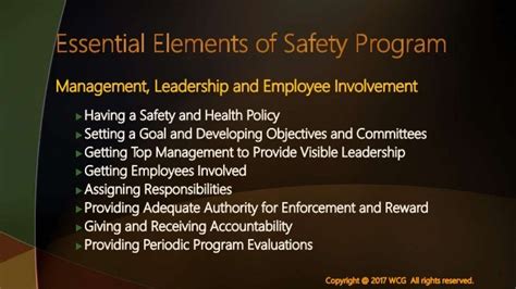 Essential Elements To An Effective Safety Program