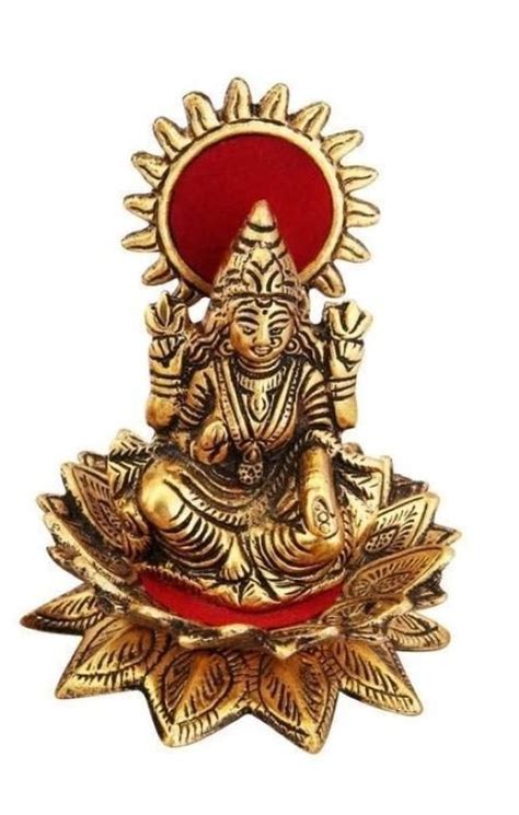 Metal Gold Plated Laxmi Ji Sitting On Kamal Statue Temple At Rs 165 In