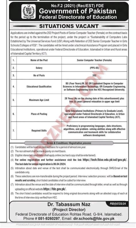 Federal Directorate Of Education Jobs FDE Jobs 2024 Apply Online Now