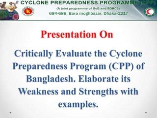 Critically Evaluate The Cyclone Preparedness Program CPP Of