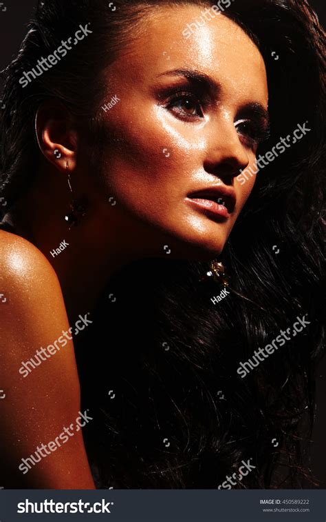 Hot Wet Girl On Dark Background Stock Photo 450589222 Shutterstock