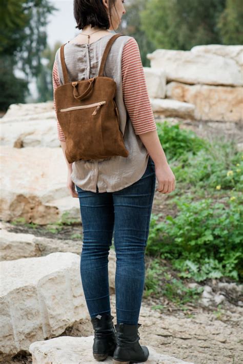 Brown Suede Backpack Brown Bag Suede Backpack Women Etsy