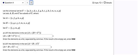 Solved Let The Universal Set Be