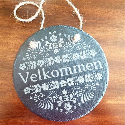 Valkommen Or Velkommen Door Sign Door Hanger Welcome Front Etsy