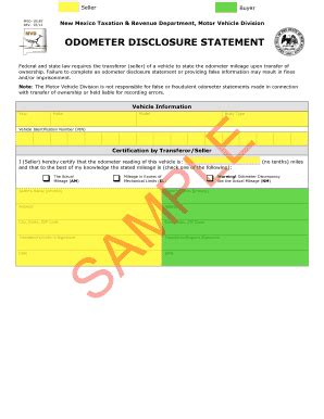 Fillable Online Failure To Complete An Odometer Disclosure Statement Or