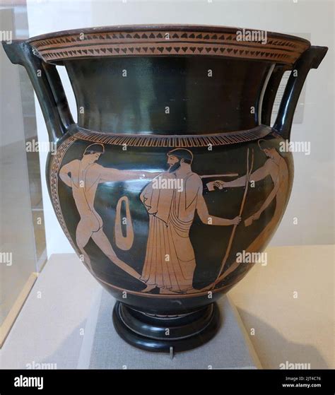 Two Athletes With Trainer Column Krater Attributed To The Pig Painter