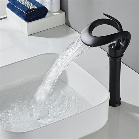 Waterfall Bathroom Counter Top Taps Bath Basin Mixer Tap Mono Brass