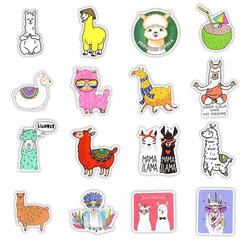 100pcs Funny Llama Llama Stickers Vinyl Waterproof Alpaca Skate