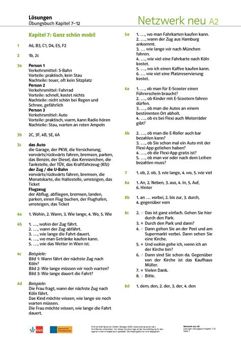 NWneu A2 Ue B K7 12 Loesungen 1 Bungsbuch Kapitel 7 12 Netzwerk Neu