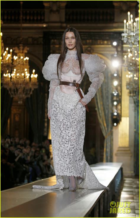 Bella Hadid Wears Sheer Dress With A Dagger For Vivienne Westwoods Paris Runway Show Photo