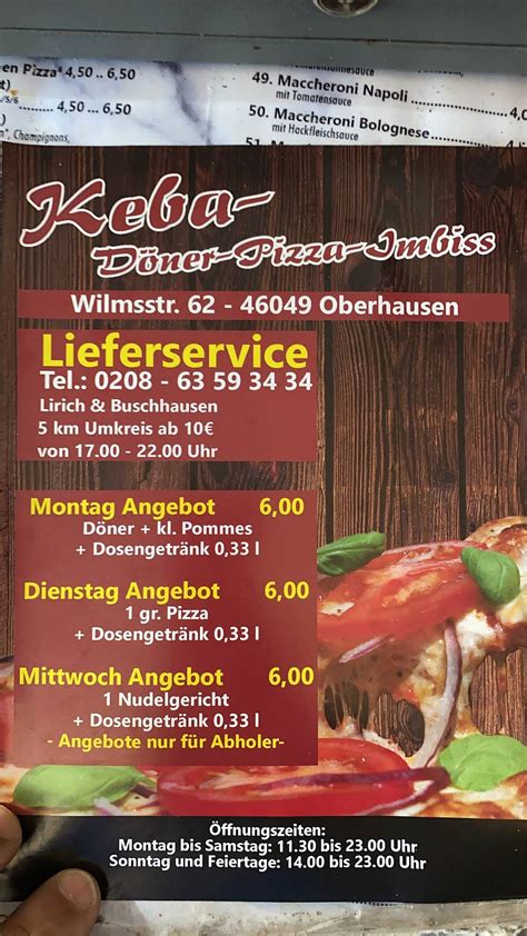 Speisekarte von Kebap Haus Lirich Döner Pizza Imbiss Oberhausen