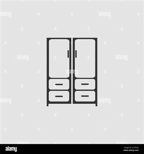 Cupboard Icon Flat Black Pictogram On Grey Background Vector