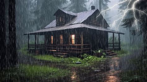 El Sonido Del Trueno Y La Lluvia En El Techo Del Bosque Nocturno