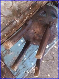 Rare Art Africain Ancien Chaise Sculptée De Chefferie Baoulé Arts