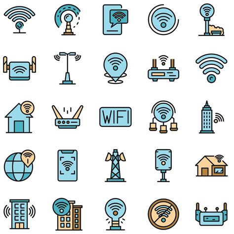 Wifi Zone Icons Set Vector Flat Vector Art At Vecteezy