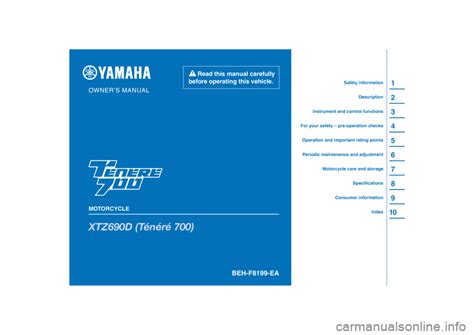 YAMAHA TENERE 700 RALLY EDITION 2021 Owners Manual 102 Pages