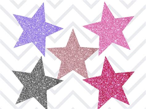 Glitter Stars Clipart Digital Stickers Small Commercial Use - Etsy