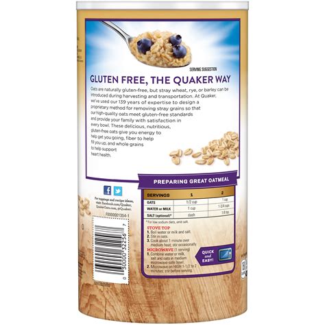 Quaker Oats Nutrition Facts Gluten Free Blog Dandk